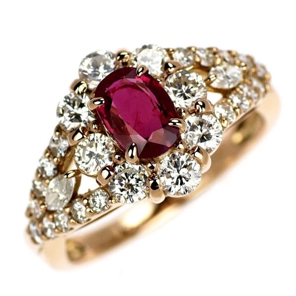 K18PG Ruby Diamond Ring: K18PG Ruby Diamond Ring Brand: None Type/Style: ring Material: K18PG, Main Stone Ruby Color: PG Size: 5.25US Accessories: None Accessories Notice: When purchasing pre-owned goods, please r