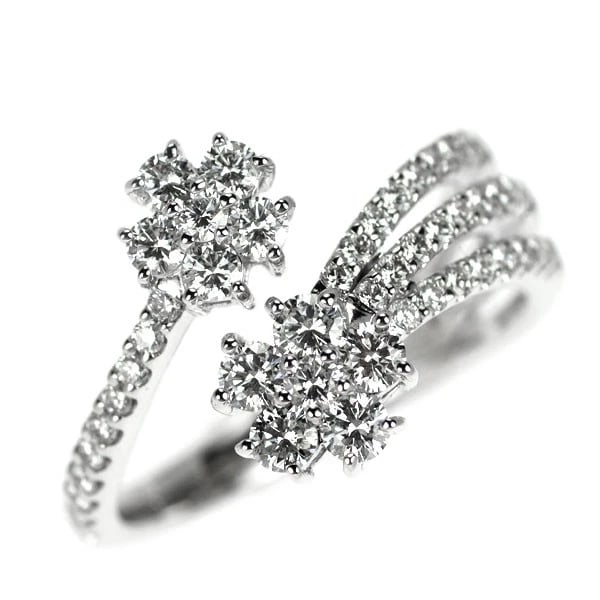 K18WG flower fork diamond ring: K18WG flower fork diamond ring Brand: None Type/Style: ring Material: K18WG, Color: WG Size: 5.25US Accessories: None Accessories Notice: When purchasing pre-owned goods, please refer to the photos