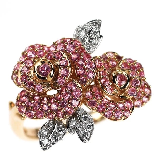 GSTV K18WG/PG Pink Sapphire Diamond Ring: GSTV K18WG/PG Pink Sapphire Diamond Ring Brand: None Type/Style: ring Material: K18WG/PG, Main Stone sapphire Color: WG PG Size: 7.5US Accessories: None Accessories Notice: When purchasing