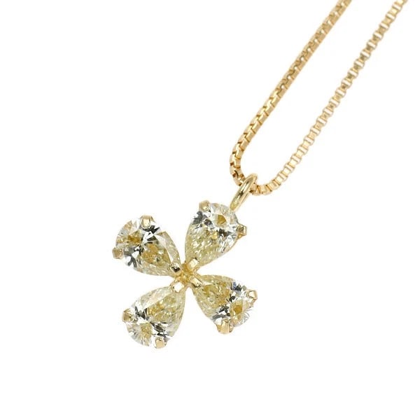 K18YG Flower Diamond Pendant Necklace: K18YG Flower Diamond Pendant Necklace Brand: None Type/Style: pendant necklace Material: K18YG, Color: YG Size: Necklace: Chain Length 40 Length/Width/Diameter10.7 Accessories: None Accessories