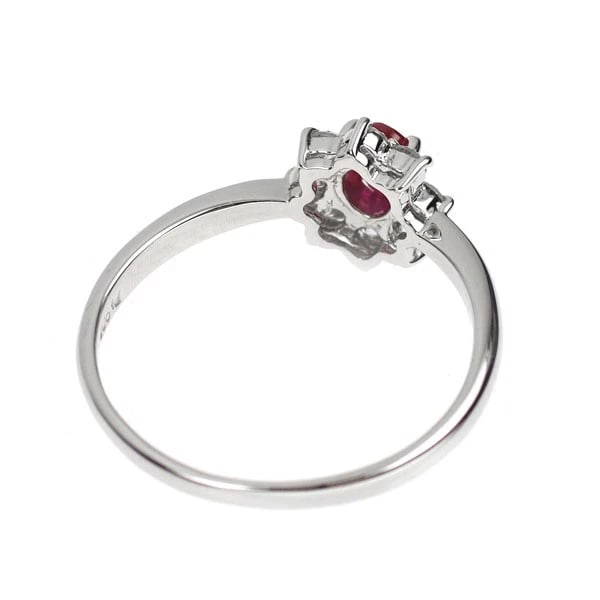 Pt900 ruby diamond ring - 2