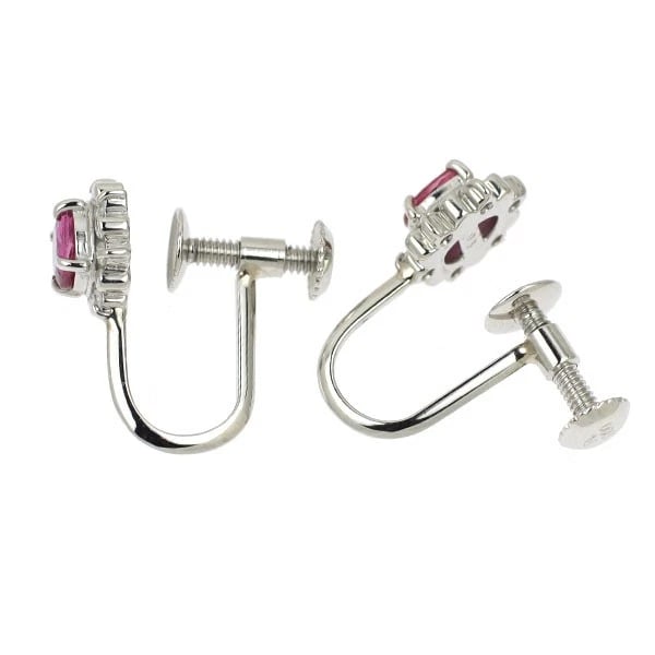 Pt900 ruby diamond earrings - 2