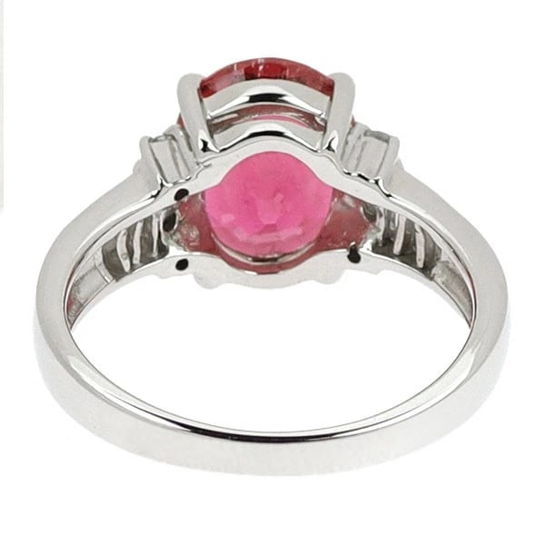 Pt900 Rubellite Diamond Ring - 2