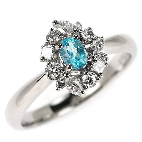 Pt900 Brazilian Paraiba Tourmaline Diamond Ring: Pt900 Brazilian Paraiba Tourmaline Diamond Ring Brand: None Type/Style: ring Material: Pt900, Main Stone tourmaline Color: PT Size: 5.5 - 5.75US Accessories: None Accessories Notice: When purchasing