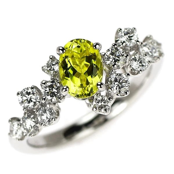 Pt900 yellow tourmaline diamond ring: Pt900 yellow tourmaline diamond ring Brand: None Type/Style: ring Material: Pt900, Main Stone tourmaline Color: PT Size: 6.25 - 6.5US Accessories: None Accessories Notice: When purchasing pre-owned