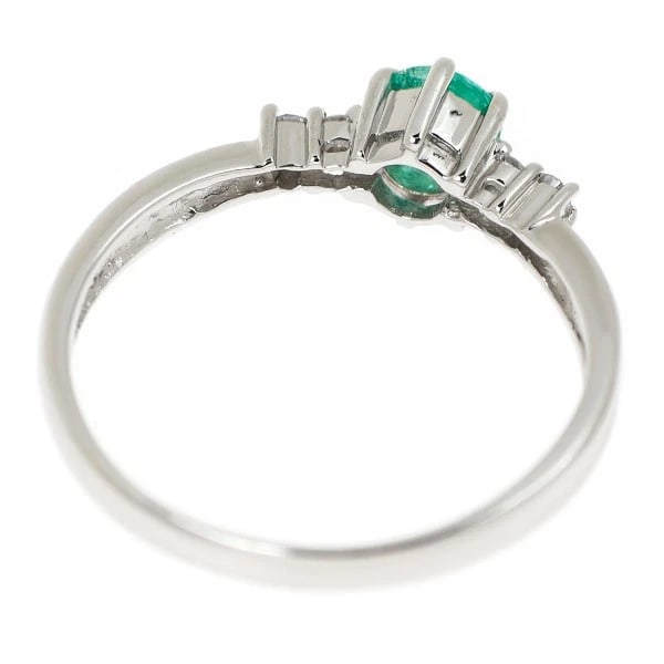 Pt850 emerald diamond ring - 2