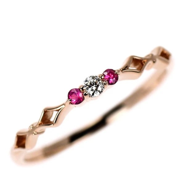 K18PG Diamond Ruby Ring: K18PG Diamond Ruby Ring Brand: None Type/Style: ring Material: K18PG, Main Stone Ruby Color: PG Size: 5.5 - 5.75US Accessories: None Accessories Notice: When purchasing pre-owned goods, pl