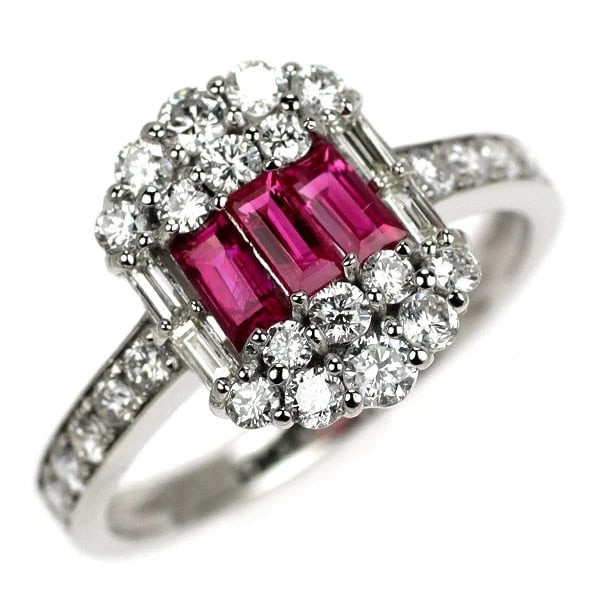 Pt950 ruby diamond ring: Pt950 ruby diamond ring Brand: None Type/Style: ring Material: Pt950, Main Stone ruby Color: PT Size: 6US Accessories: None Accessories Notice: When purchasing pre-owned goods, please refer to the
