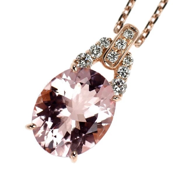 K18PG Morganite Diamond Pendant Necklace: K18PG Morganite Diamond Pendant Necklace Brand: None Type/Style: pendant necklace Material: K18PG, Color: PG Size: Necklace: Chain Length ?45.5 Length/Width/Diameter18.2 Accessories: None Accessories