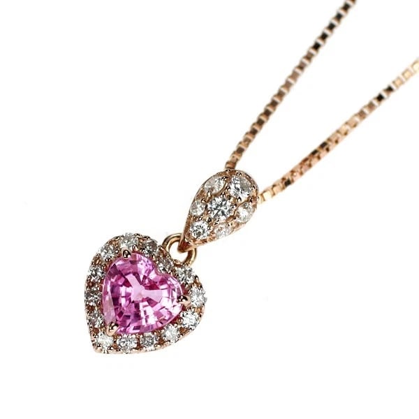K18PG pink sapphire diamond pendant necklace: K18PG pink sapphire diamond pendant necklace Brand: None Type/Style: pendant necklace Material: K18PG, Main Stone sapphires Color: PG Size: Necklace: Chain Length ?46 Length/Width/Diameter12.2