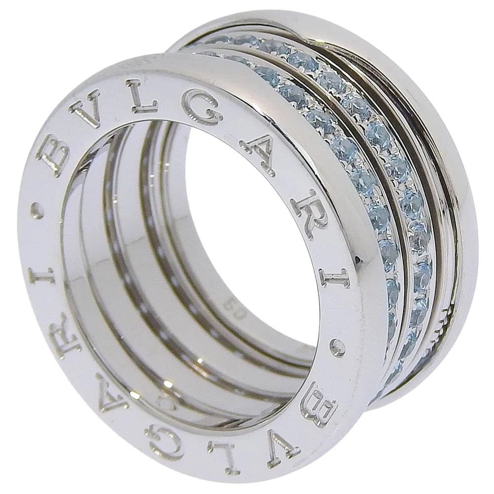 BVLGARI B-Zero1 Ring Be zero one 4 bands K18 white gold: BVLGARI B-Zero1 Ring Be zero one 4 bands K18 white gold Brand: BVLGARI Type/Style: Ring Material: K18 white gold, Main Stone Blue Topaz Color: Silver Size: 5.1 US Accessories: None Accessories