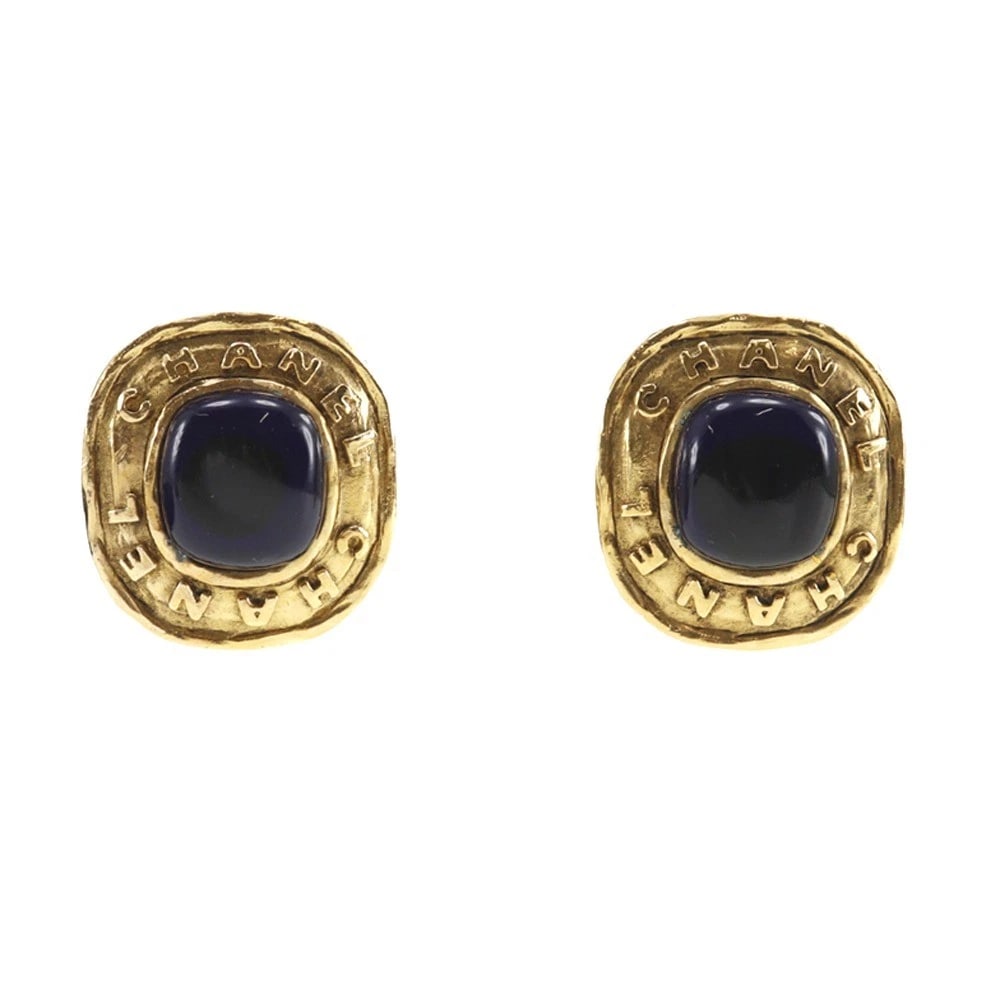 CHANEL Earring Colored stone blue: CHANEL Earring Colored stone blue Brand: CHANEL Type/Style: Earring Material: Plated Gold, Color: gold Size: (CM) 29mm x 27mm Accessories: None Accessories Notice: When purchasing pre-owned goods,