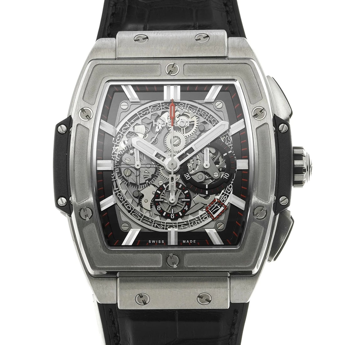 HUBLOT SPIRIT OF BIG BANG TITANIUM WATCH: HUBLOT Spirit of Big Bang Titanium watch Brand: HUBLOT Type/Style: Wristwatch Material: Case Material Titanium Color: Dial Color skeleton Size: Case: Length/56mm Width/47mm Wrist Size: 15cm?19cm A
