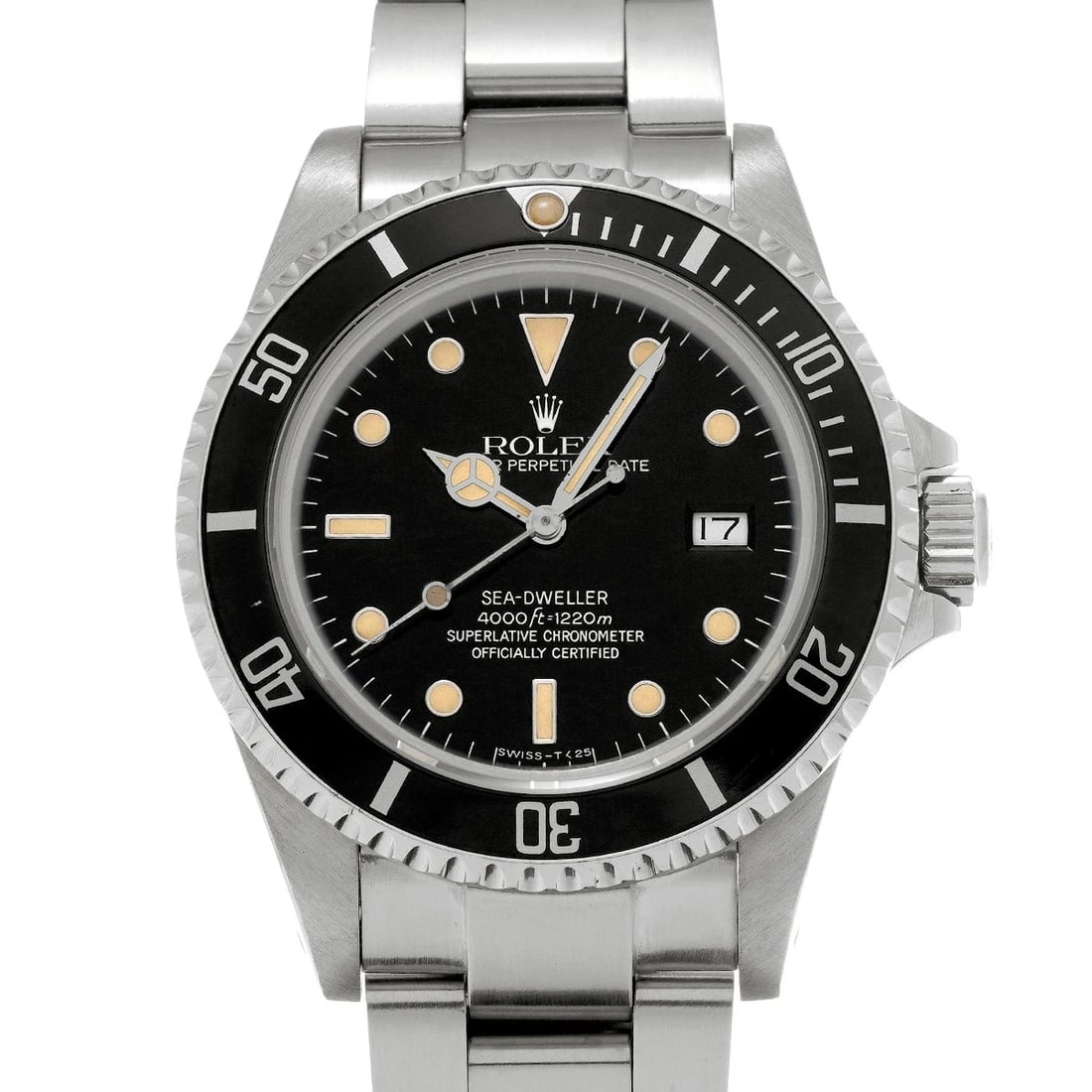 ROLEX SEA-DWELLER STAINLESS STEEL WATCH: ROLEX Sea-Dweller Stainless steel watch Brand: ROLEX Type/Style: Wristwatch Material: Case Material Stainless Steel Color: Dial Color black Size: Case: Height/40mm Width/40mm Wrist circumference: 18.5