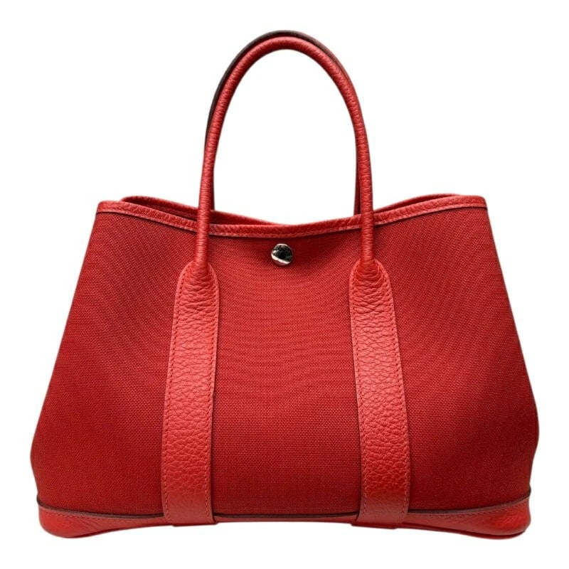 HERMES GARDEN PARTY TPM TOTE BAG HANDBAG: Hermes Garden Party TPM Tote Bag Handbag Brand: Hermes Type/Style: Bag Material: Exterior Material Toile Canvas Negonda Leather Color: Exterior Color Red Size: Height: 7.9 inches (20 cm) Width: 11.8 i