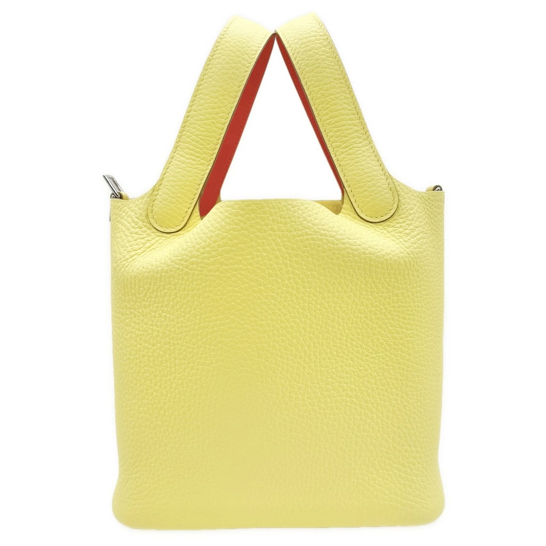 HERMES PICOTIN LOCK PM HANDBAG BUCKET BAG: Hermes Picotin Lock PM Handbag Bucket Bag Brand: Hermes Type/Style: Bag Material: Exterior Material Taurillon Clemence Leather Color: Exterior Color Limoncello / Orange Minium Size: Width: 7.1inches (
