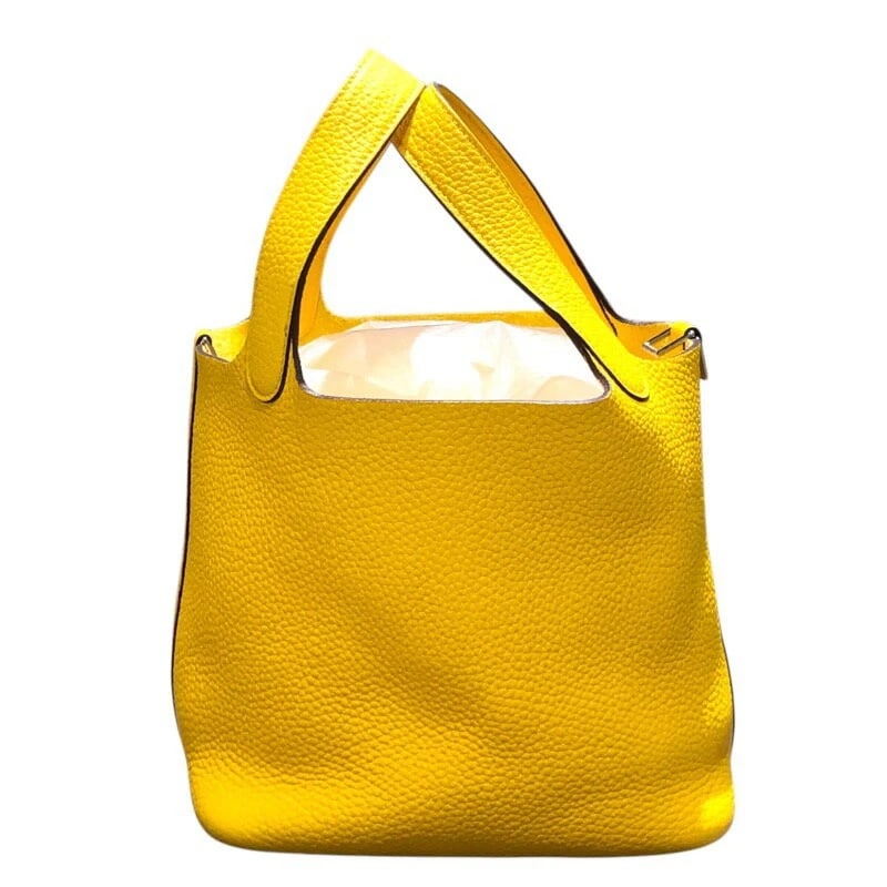 HERMES HANDBAG PICOTIN LOCK PM TOTE BAG: Hermes Handbag Picotin Lock PM Tote bag Brand: Hermes Type/Style: Bag Material: Exterior Material Taurillon Leather Color: Exterior Color Jaune Naples Yellow Size: Width: 7.1 inches (18 cm) Height: 7.