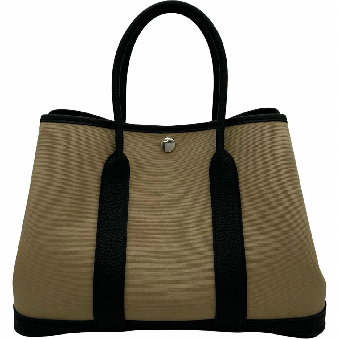 HERMES GARDEN PARTY TPM HANDBAG TOTE BAG: Hermes Garden Party TPM Handbag Tote Bag Brand: Hermes Type/Style: Bag Material: Exterior Material Toile Canvas Leather Color: Exterior Color Beige Hardware: Silver Hardware Size: Height: 7.9 inches (