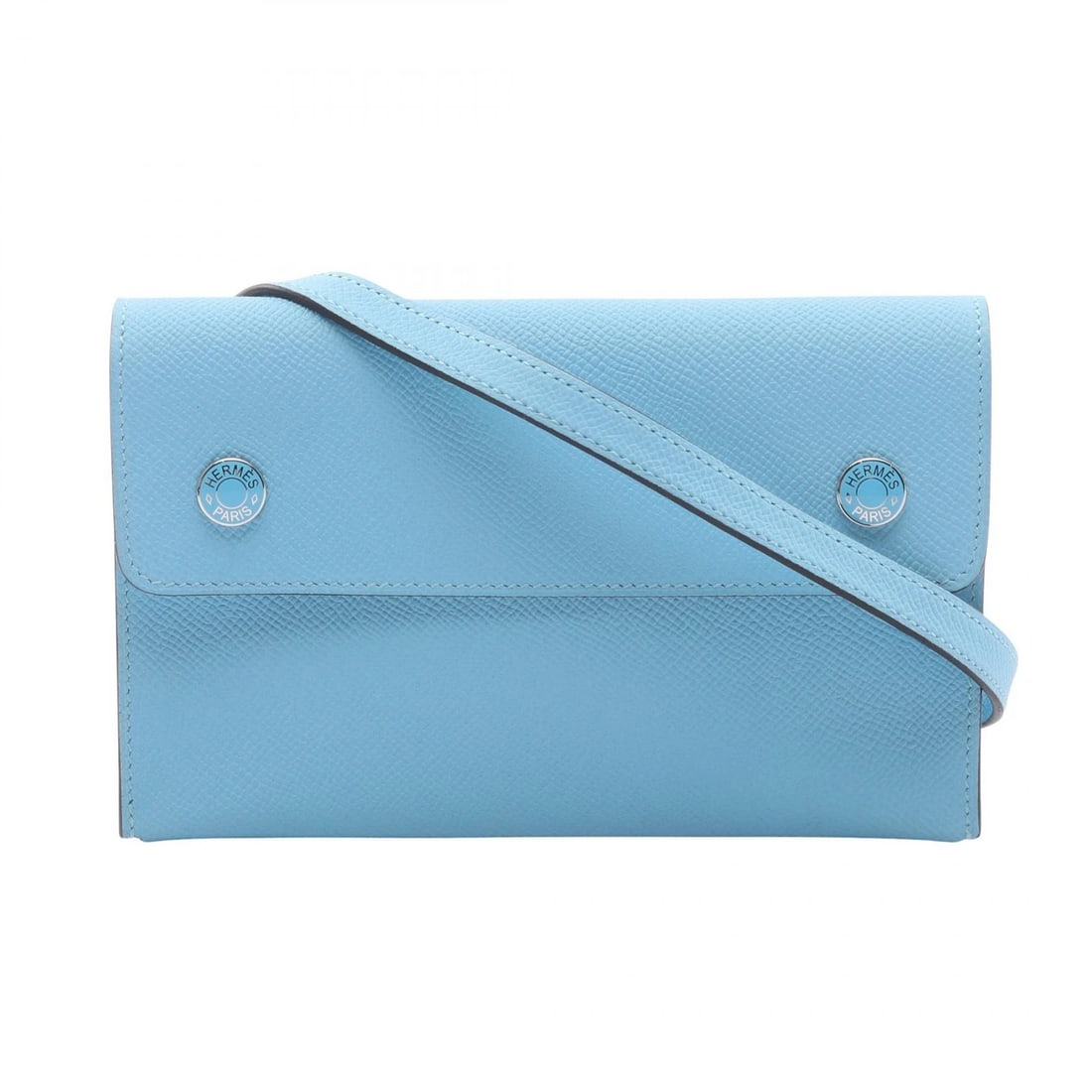 HERMES NAPPE TO GO CROSSBODY SHOULDER BAG: Hermes Nappe To Go Crossbody Shoulder Bag Brand: Hermes Type/Style: Bag Material: Exterior Material Epsom Leather Color: Exterior Color Celeste / Blue Size: Height: 4.3 inches (11 cm) Width: 7.1 inche
