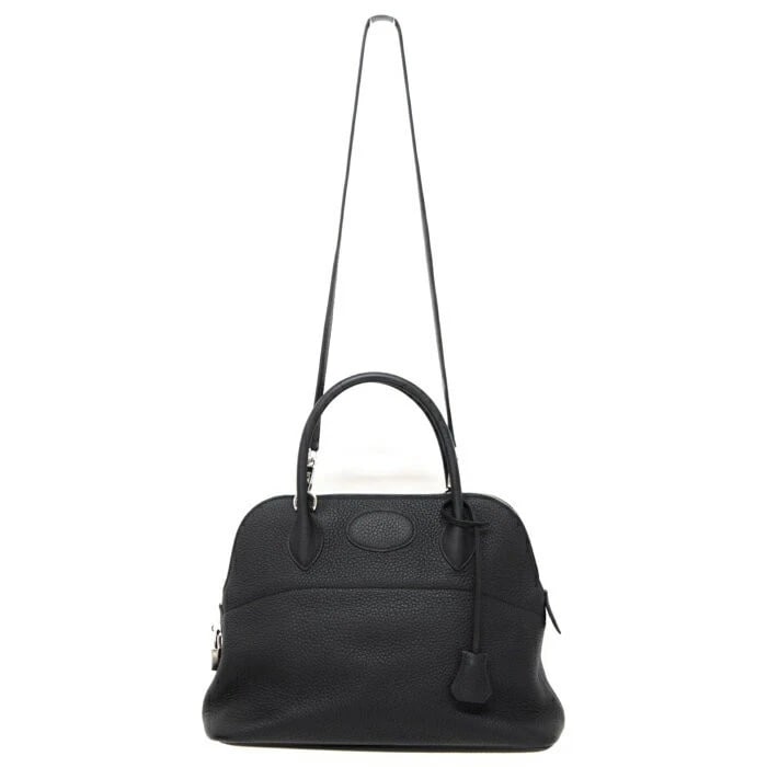 HERMES BOLIDE 31 BOSTON HANDBAG SHOULDER BAG: Hermes Bolide 31 Boston Handbag Shoulder Bag Brand: Hermes Type/Style: Bag Material: Exterior Material Taurillon Clemence Leather Color: Exterior Color Noir (Black) Hardware: Silver Size: Height: 9.8 
