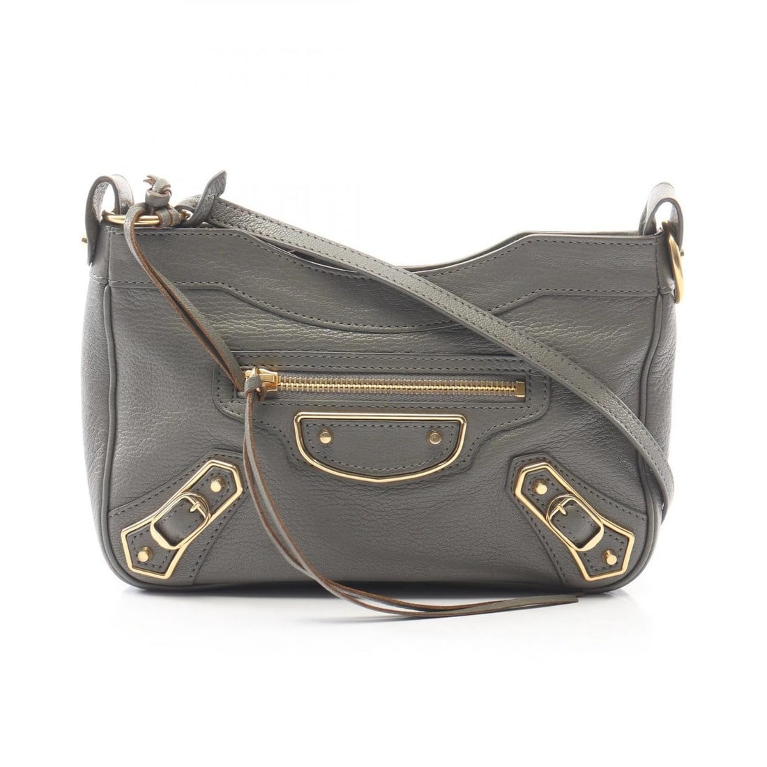 BALENCIAGA METALLIC EDGE SHOULDER CROSSBODY BAG: BALENCIAGA Metallic Edge Shoulder crossbody Bag Brand: BALENCIAGA Type/Style: Shoulder Bag Material: Exterior Material leather Color: Exterior Color Gray?ish colors Size: H:13cm x W:23cm x D:5cm (H:5.