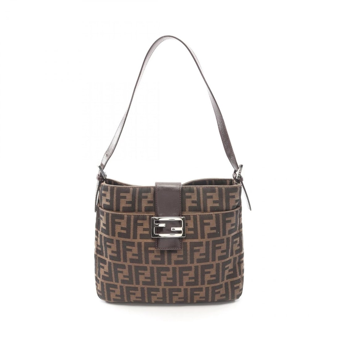 FENDI ZUCCA SHOULDER BAG NYLON LEATHER BROWN: FENDI Zucca Shoulder Bag Nylon leather Brown Brand: FENDI Type/Style: Shoulder Bag Material: Exterior Material Nylon and leather Color: Exterior Color Brown?ish colors Size: H:25cm x W:28cm x D:4cm (H