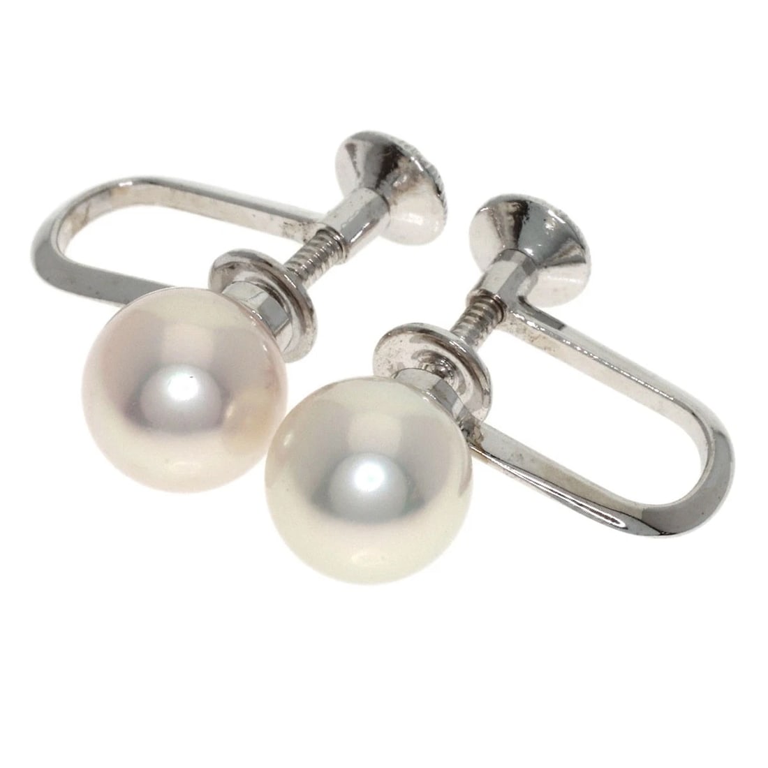 MIKIMOTO PEARL EARRING K14 WHITE GOLD: MIKIMOTO Pearl Earring K14 White Gold Brand: MIKIMOTO Type/Style: Earring Material: K14 White Gold Main Stone Pearl Color: Silver Size: Stone Size:0.3inch/7.5mm Accessories: None Accessori