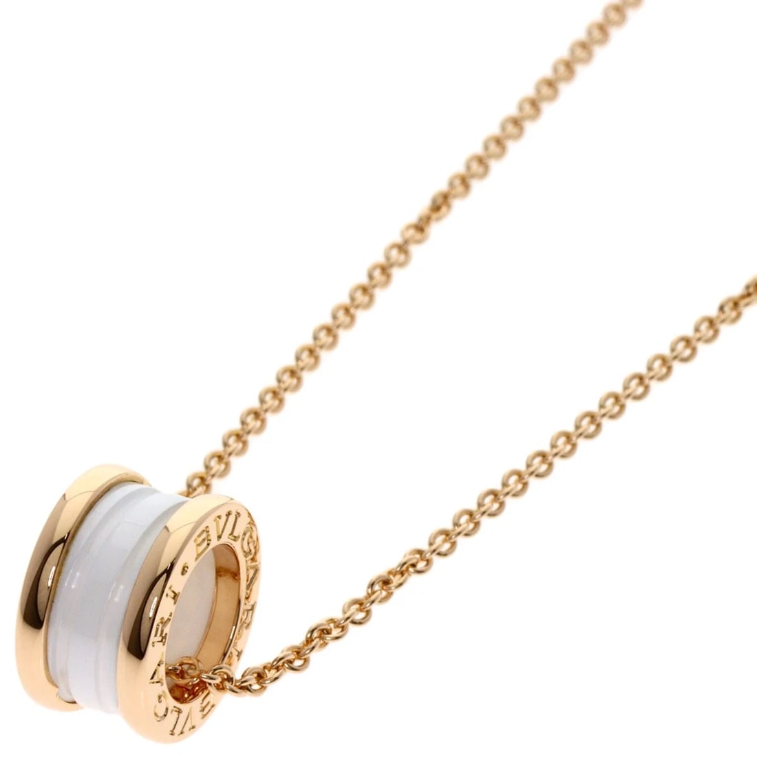 BVLGARI WHITE CERAMIC NECKLACE K18 PINK GOLD