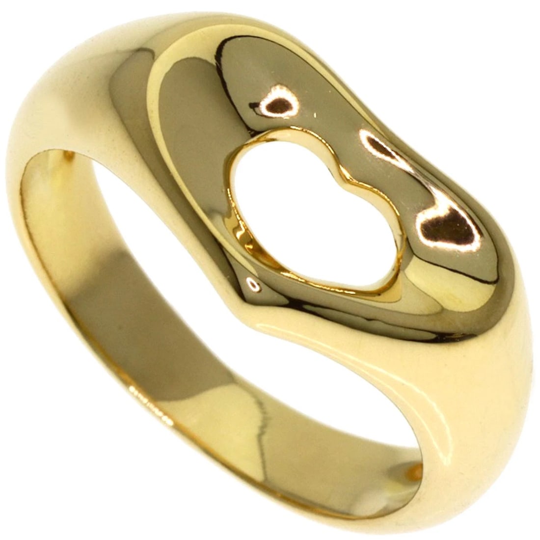 TIFFANY&CO. OPEN HEART RING K18 YELLOW GOLD: TIFFANY&Co. Open heart Ring K18 Yellow Gold Brand: TIFFANY&Co. Type/Style: Ring Material: K18 Yellow Gold Color: Gold Size: 4.25(US) Accessories: None Accessories Notice: When purchasing p