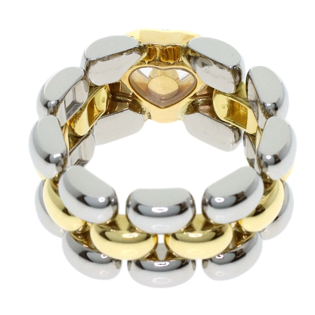 CHOPARD DIAMOND RING K18 YELLOW GOLD STAINLESS STEEL: Chopard diamond Ring K18 Yellow Gold Stainless Steel Brand: Chopard Type/Style: Ring Material: K18 Yellow Gold/Stainless Steel Color: Gold Size: 6.25(US) Accessories: None Accessories Noti