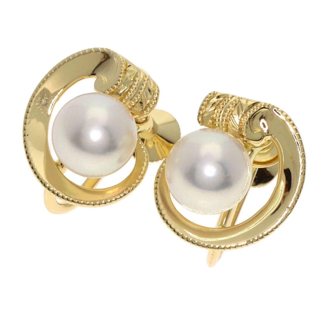 MIKIMOTO PEARL PEARL EARRING K18 YELLOW GOLD