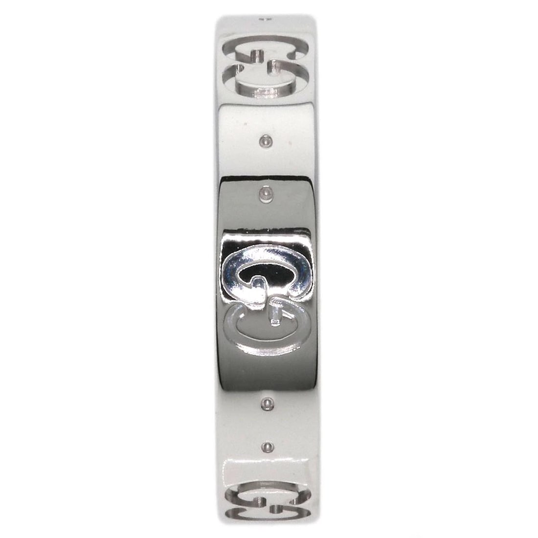 GUCCI RING K18 WHITE GOLD: GUCCI Ring K18 White Gold Brand: GUCCI Type/Style: Ring Material: K18 White Gold Color: Silver Size: 7(US) Accessories: None Accessories Notice: When purchasing pre-owned goods, please ref