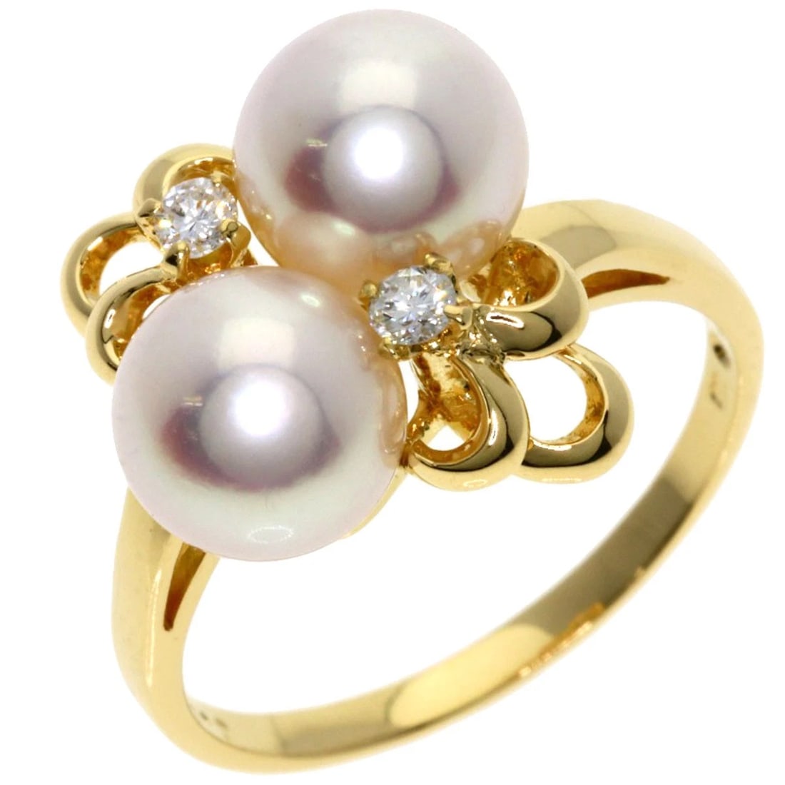 TASAKI PEARL DIAMOND RING K18 YELLOW GOLD