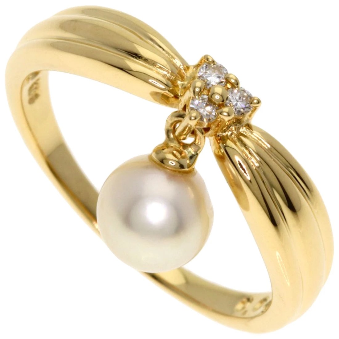 TASAKI PEARL DIAMOND RING K18 YELLOW GOLD