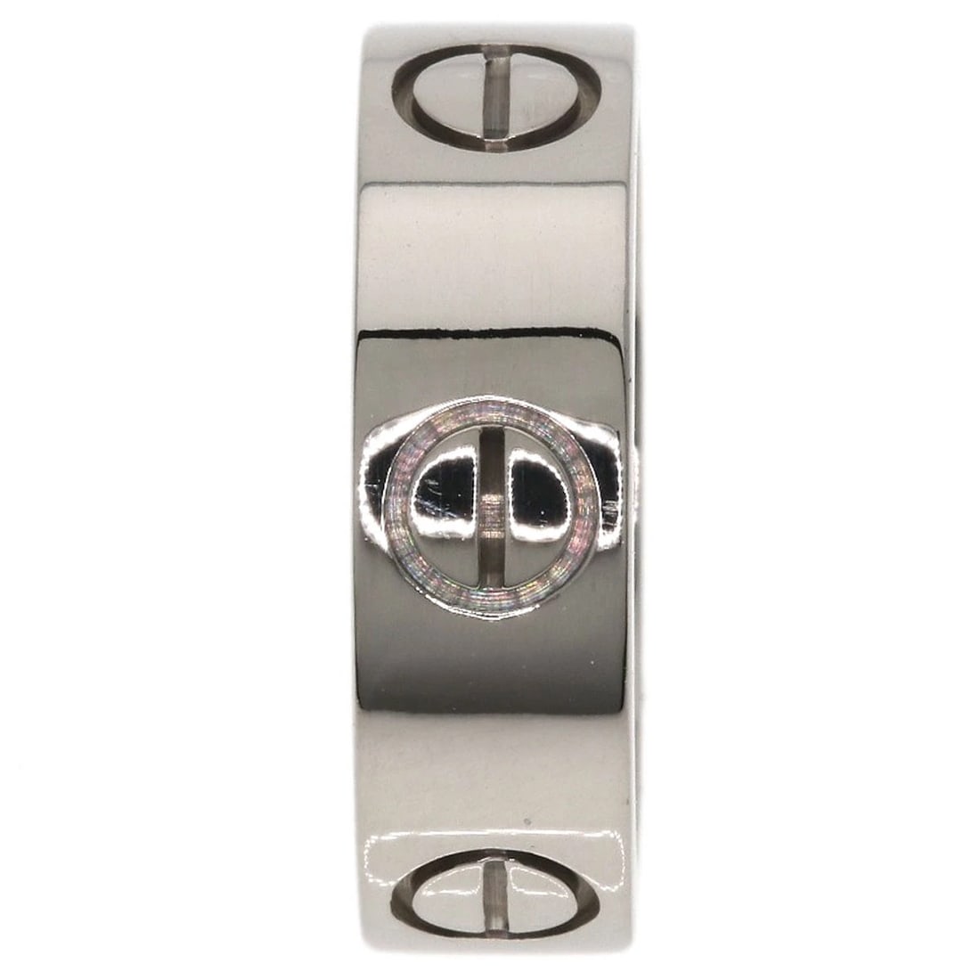 CARTIER LOVE RING K18 WHITE GOLD: CARTIER love Ring K18 White Gold Brand: CARTIER Type/Style: Ring Material: K18 White Gold Color: Silver Size: 4.25(US) Accessories: None Accessories Notice: When purchasing pre-owned goods