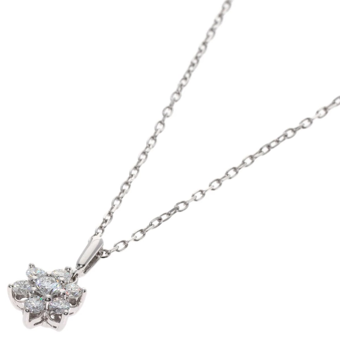 MIKIMOTO DIAMOND NECKLACE K18 WHITE GOLD: MIKIMOTO Diamond Necklace K18 White Gold Brand: MIKIMOTO Type/Style: Necklace Material: K18 White Gold Color: Silver Size: Chain Length:16.7inch/42.5cm Chain Width:0.5inch/1.3mm Top Size:0.4inch/10.3x