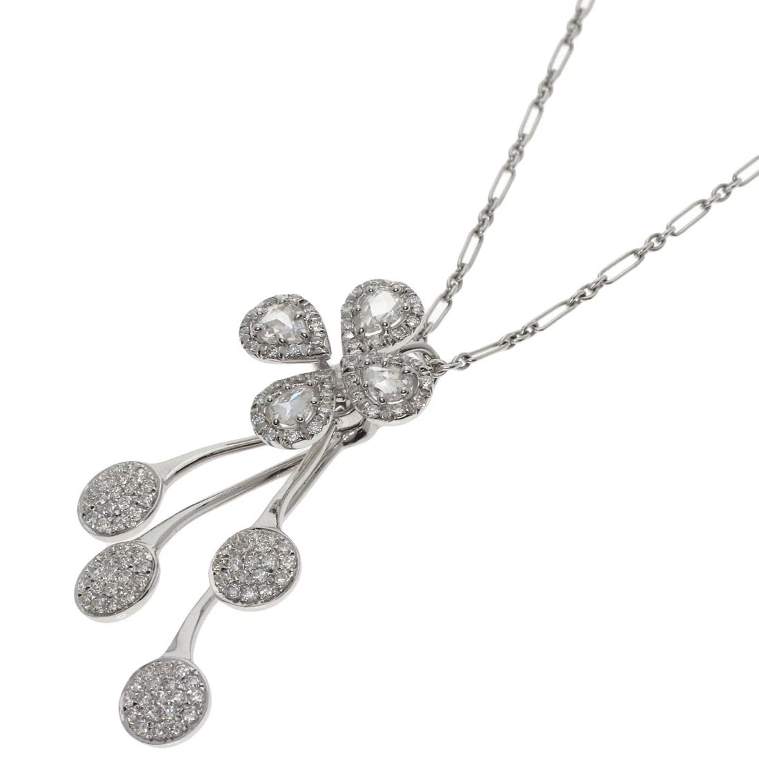 DIAMOND NECKLACE K18 WHITE GOLD: Diamond Necklace K18 White Gold Brand: SELECT JEWELRY Type/Style: Necklace Material: K18 White Gold Main Stone Natural Color: Silver Size: Chain Length:15.4inch/39cm Chain Width:0.5inch/1.2mm Top
