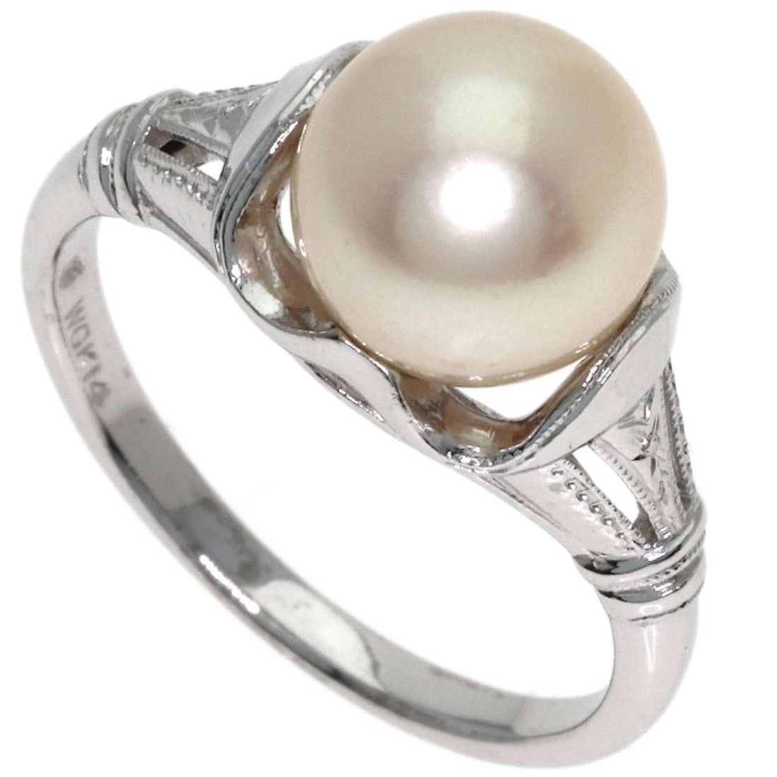 MIKIMOTO PEARL RING K14 WHITE GOLD