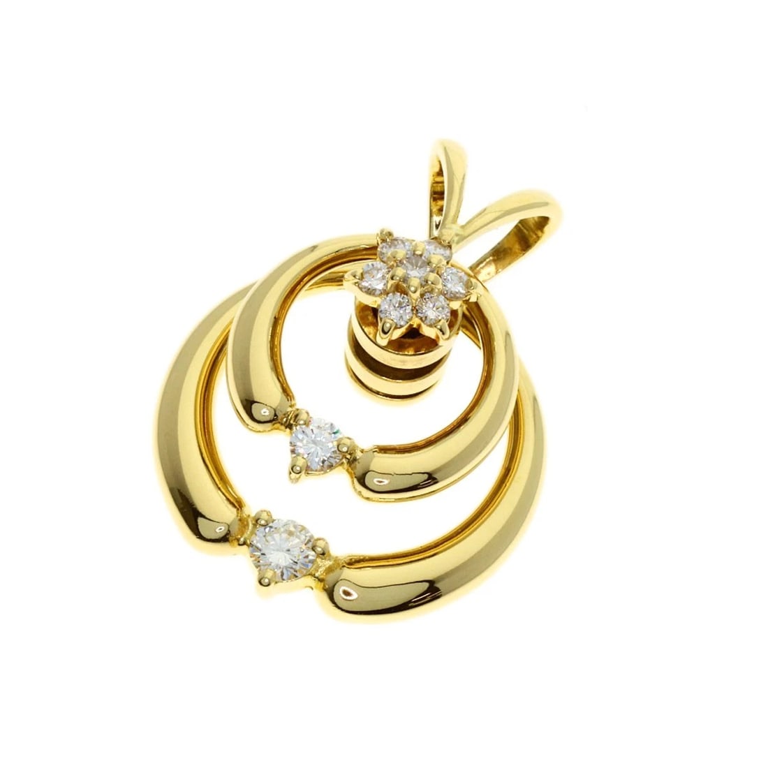 WALTHAM DIAMOND PENDANT TOP K18 YELLOW GOLD
