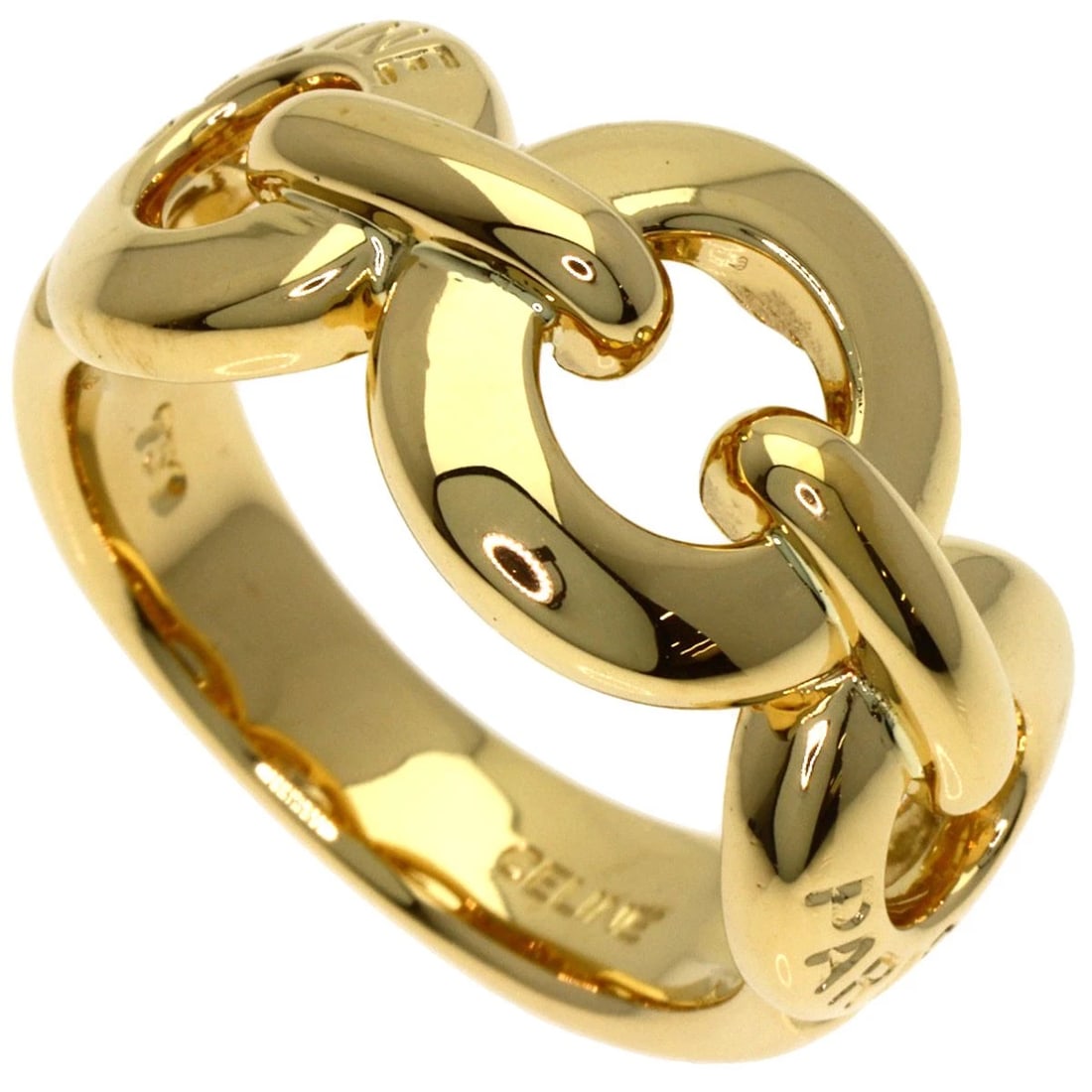 CELINE CIRCLE LOGO RING K18 YELLOW GOLD: CELINE Circle logo Ring K18 Yellow Gold Brand: CELINE Type/Style: Ring Material: K18 Yellow Gold Color: Gold Size: 6.5(US) Accessories: None Accessories Notice: When purchasing pre-owned g