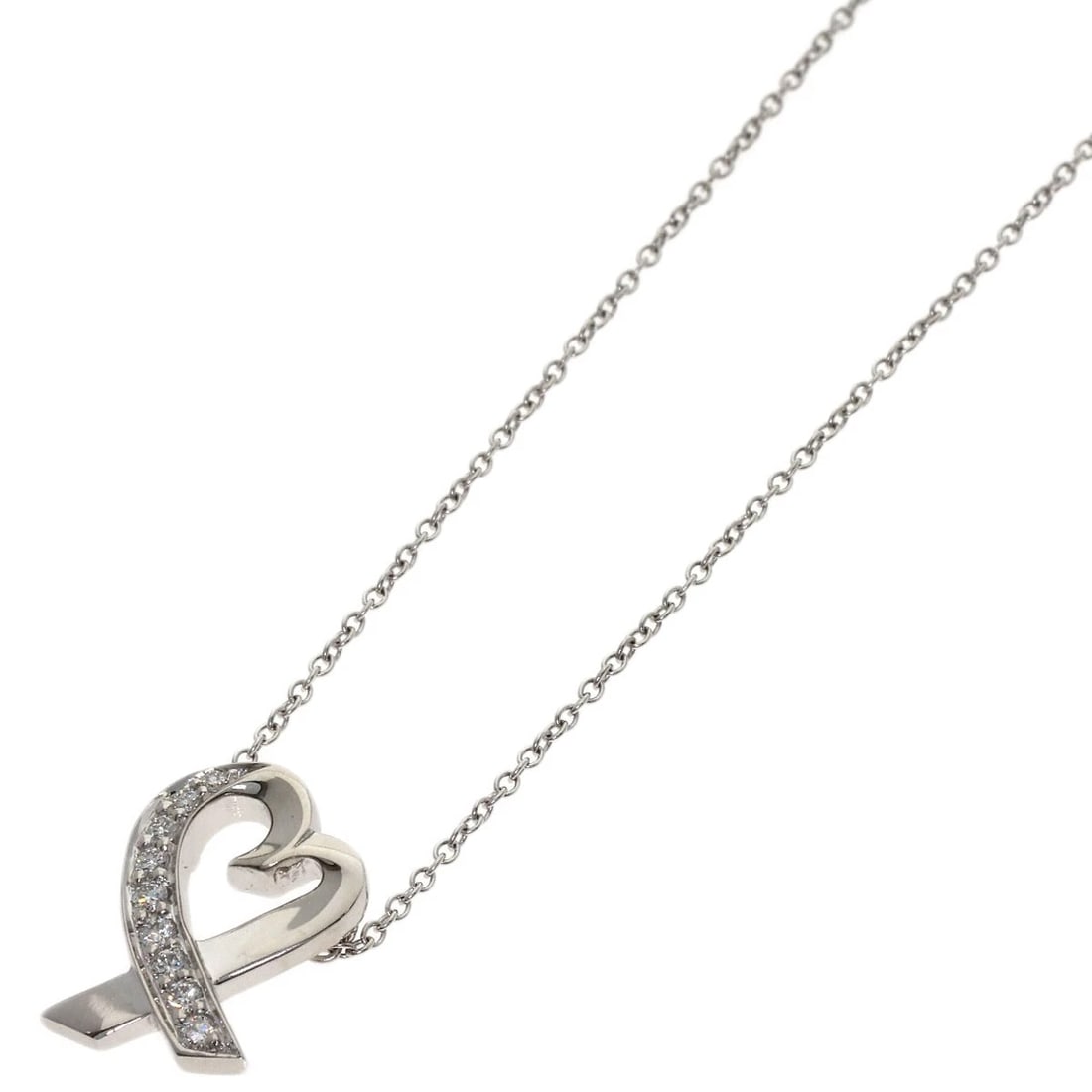 TIFFANY&CO. LOVING HEART DIAMOND NECKLACE K18 WHITE GOLD: TIFFANY&Co. Loving Heart Diamond Necklace K18 White Gold Brand: TIFFANY&Co. Type/Style: Necklace Material: K18 White Gold Main Stone Natural Color: Silver Size: Chain Length:16.3inch/41.5cm Chain Widt
