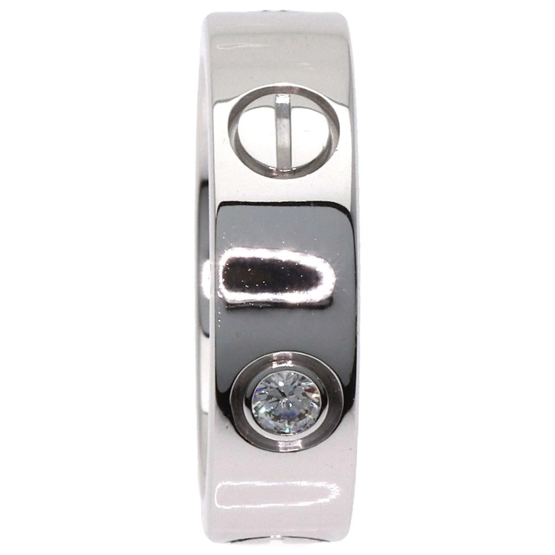 CARTIER LOVE RING HALF DIAMOND RING K18 WHITE GOLD