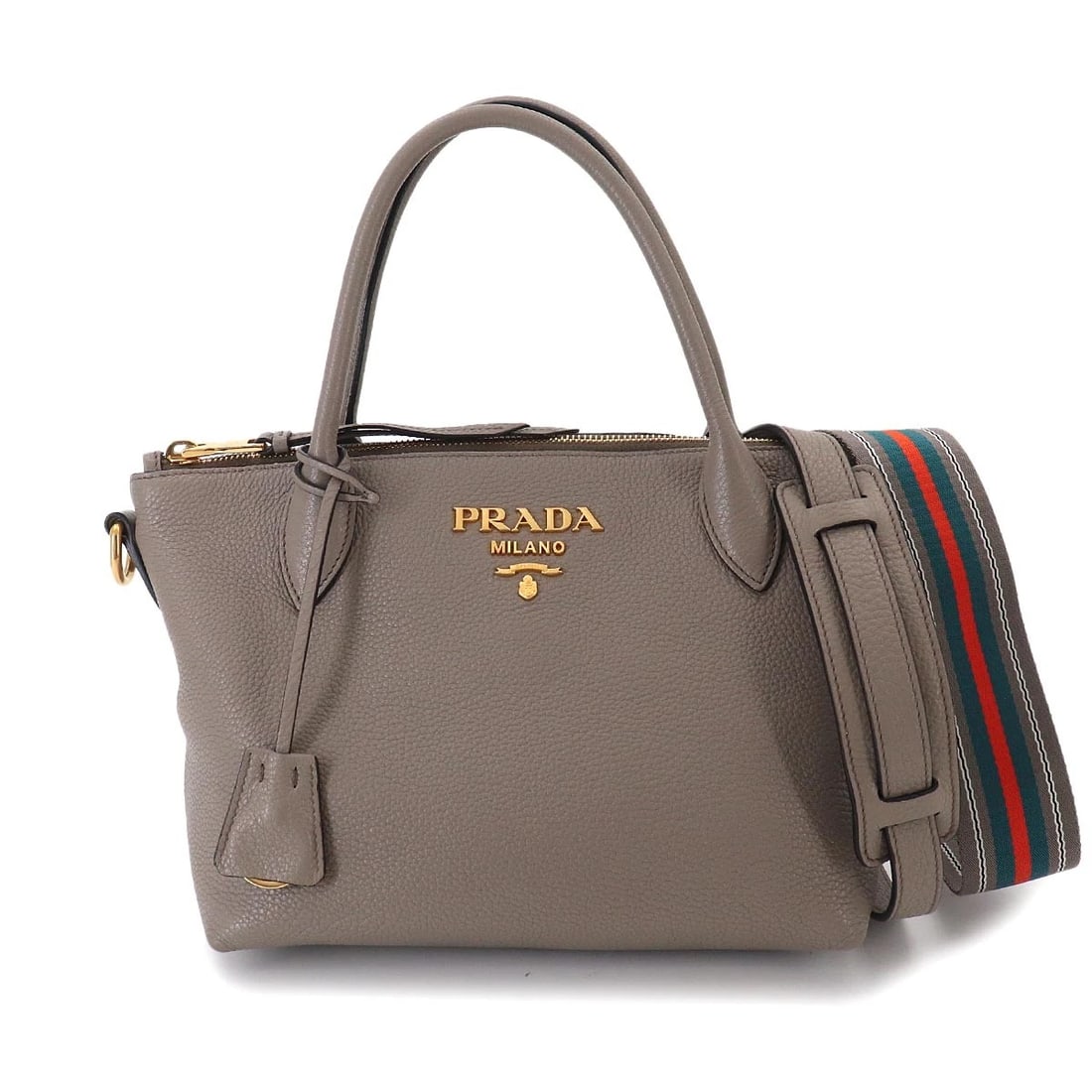 PRADA HAND SHOULDER BAG LEATHER GRAY: PRADA Hand Shoulder Bag Leather Gray Brand: PRADA Type/Style: Hand Bag / Shoulder Bag Material: Leather Color: Gray Size: W 8.86 inch, H 6.89 inch, D 5.12 inch Accessories: None Accessorie