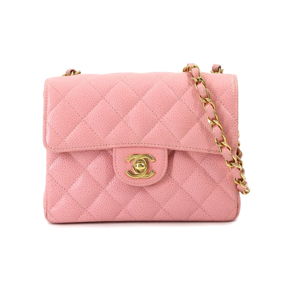 CHANEL MINI MATELASSE CHAIN SHOULDER BAG: CHANEL Mini Matelasse Chain Shoulder Bag Brand: CHANEL Type/Style: Shoulder Bag Material: Leather Color: Pink Size: W 6.69 inch, H 4.72 inch, D 2.56 inch Accessories: None Accessories Noti