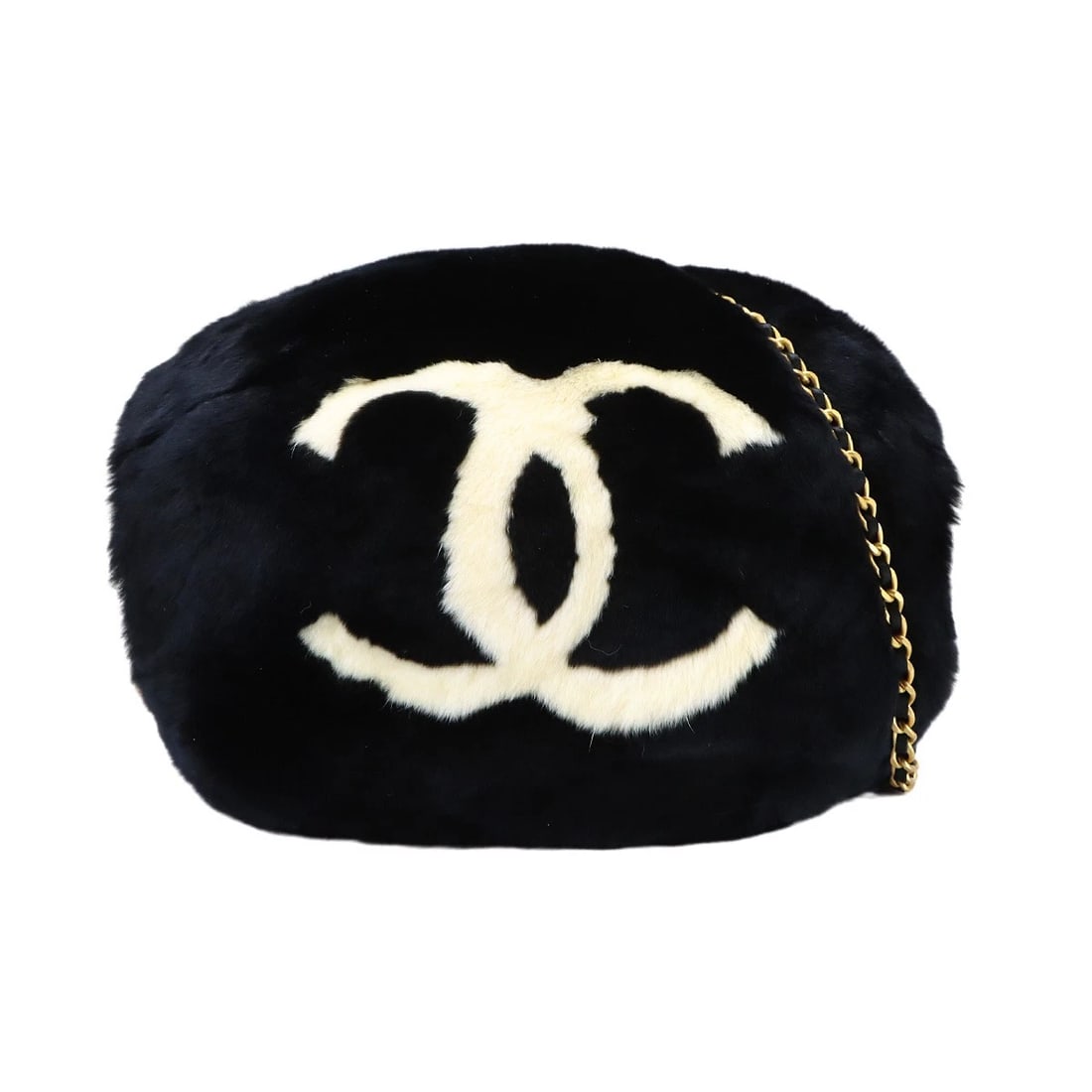 CHANEL COCO LOGOS ARM WARMER CHAIN SHOULDER BAG: CHANEL Coco Logos Arm Warmer Chain Shoulder Bag Brand: CHANEL Type/Style: Shoulder Bag Material: Lapin fur Color: Black , White Size: W 9.45 inch, H 7.48 inch, D 5.91 inch Accessories: None