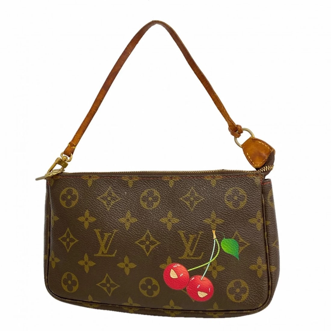 LOUIS VUITTON BAG/POUCH MONOGRAM CHERRY POCHETTE: Louis Vuitton Bag/Pouch Monogram Cherry Pochette Brand: Louis Vuitton Type/Style: Pouch Material: none Color: Brown Size: (HxWxD) 13cm x 21.5cm x 3.5cm / 5.11'' x 8.46'' x 1.37'' Accessories: None