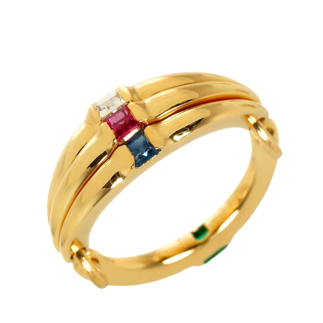 4C DIAMOND MULTI STONE RING 18K YELLOW GOLD 750: 4C Diamond Multi stone Ring 18K Yellow Gold 750 Brand: 4C Type/Style: Ring Material: 750 Yellow Gold Main Stone Natural Color: Gold Size: 5.5-5.75(US) Accessories: None Accessories Notice: When