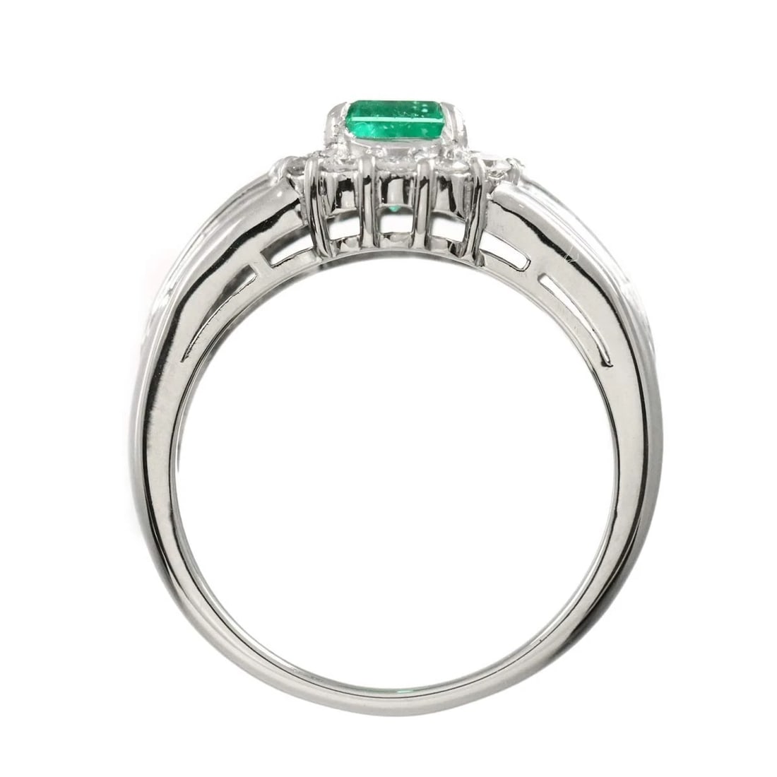 EMERALD DIAMOND RING PT PLATINUM - 3