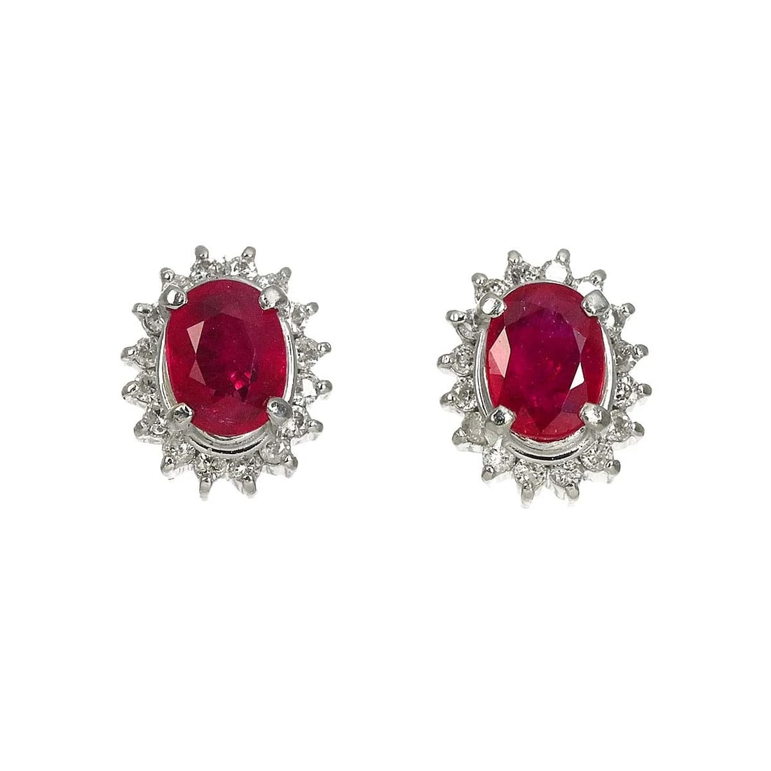 RUBY DIAMOND EARRINGS PIERCED PT: Ruby Diamond Earrings Pierced Pt Brand: Unbranded Type/Style: Earrings Pierced Material: Platinum Main Stone Ruby Color: Platinum Size: W 8 x H 9.8mm Accessories: None Accessories Notice: When