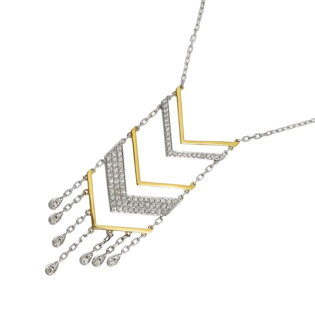 DIAMOND NECKLACE 18K WG YG WHITE YELLOW GOLD 750: Diamond Necklace 18K WG YG White Yellow Gold 750 Brand: Unbranded Type/Style: Necklace Material: 750 White Gold Main Stone Natural Color: White Gold Size: internal circumference of the chain:33.1inch(